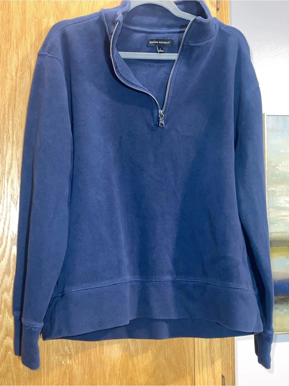 Banana Republic Navy Blue Pullover Top 1/4 Zip | Office Casual Mid Weight | Sz L